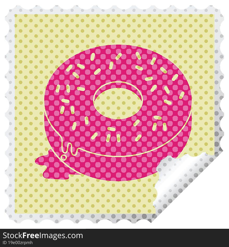 Tasty donut square peeling sticker