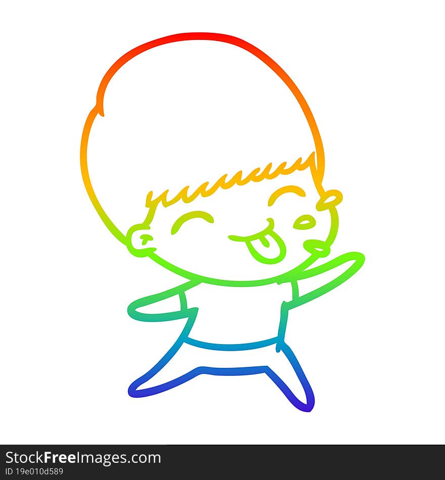 rainbow gradient line drawing cartoon rude man