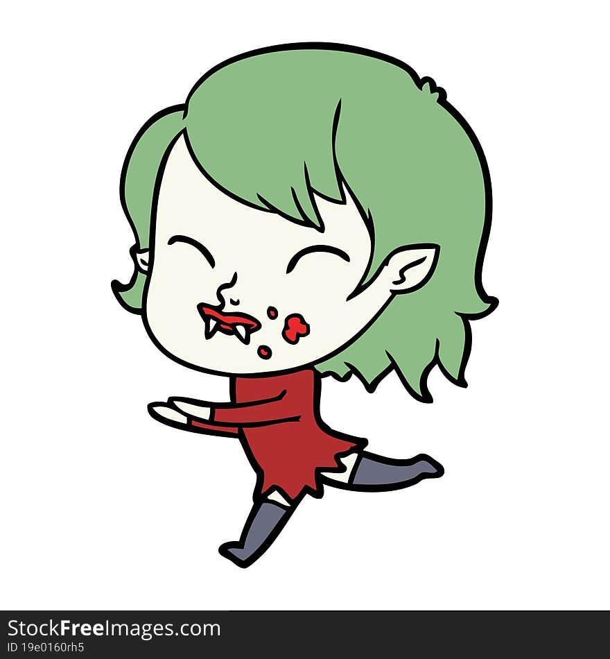 cartoon vampire girl with blood on cheek. cartoon vampire girl with blood on cheek