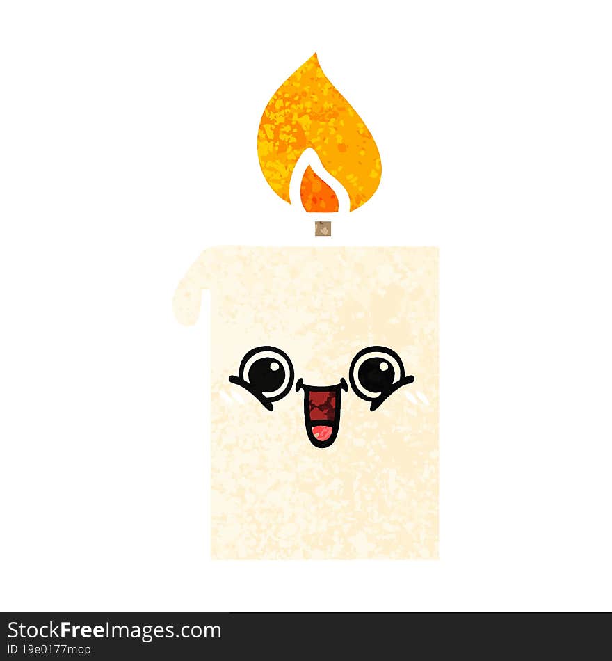 Retro Illustration Style Cartoon Lit Candle