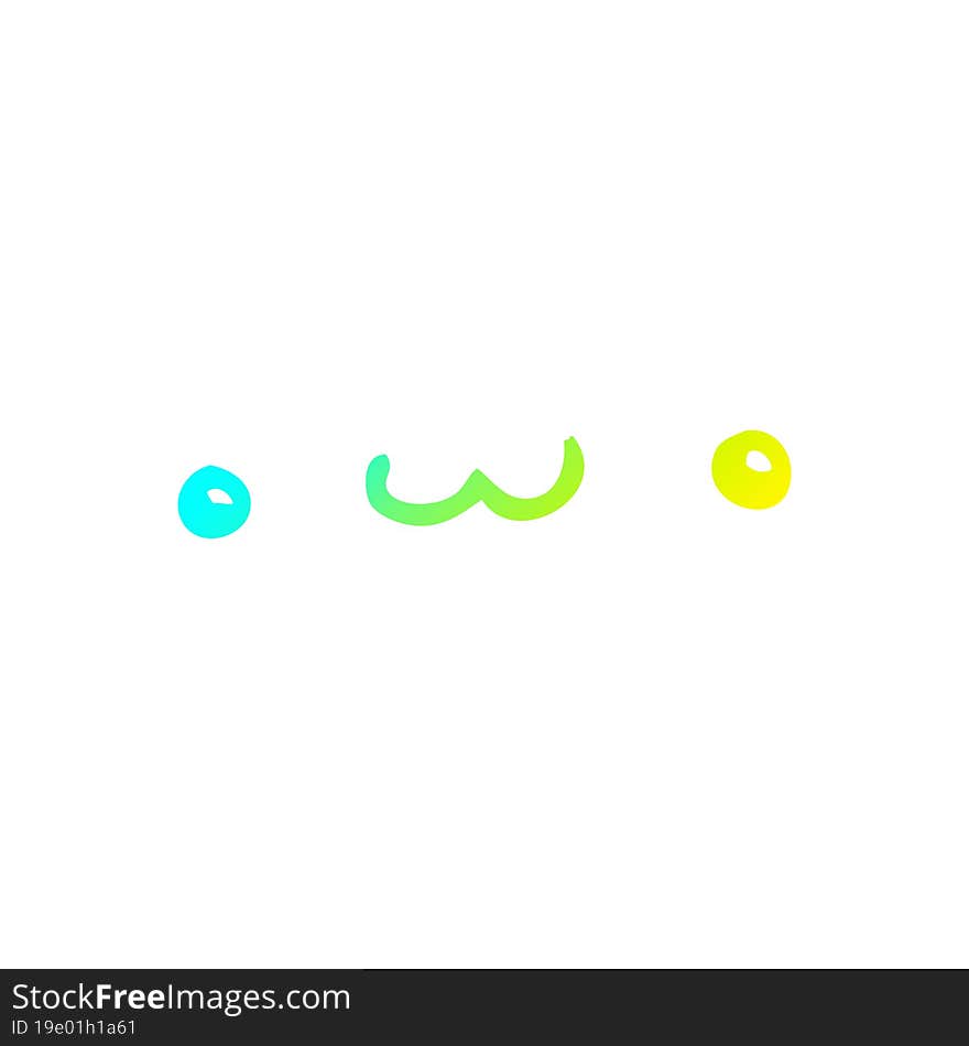 cold gradient line drawing happy cartoon expression