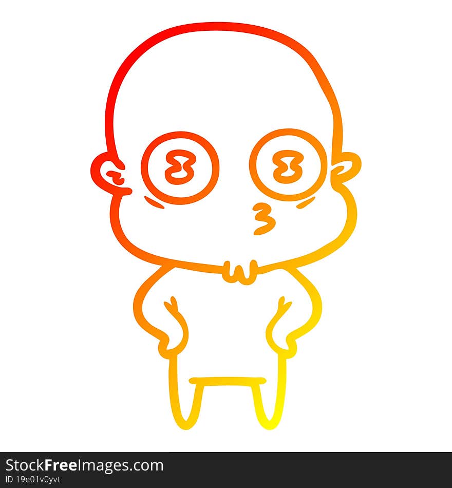 Warm Gradient Line Drawing Cartoon Weird Bald Spaceman