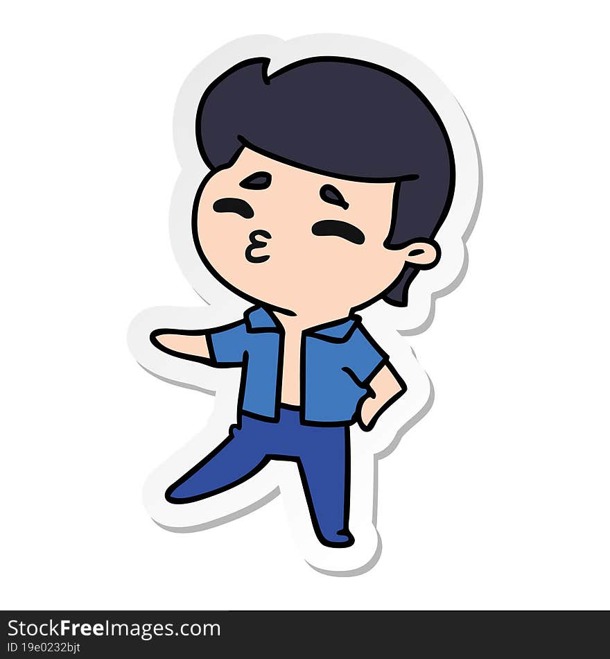 sticker cartoon kawaii 1950 cute boy