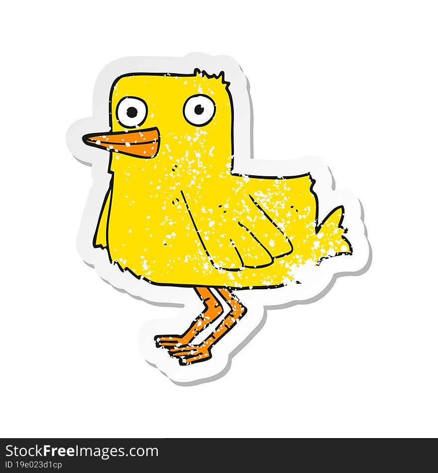 distressed sticker of a cartoon duck