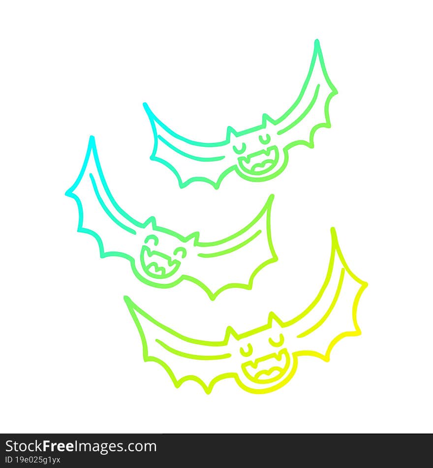 cold gradient line drawing cartoon vampire bats