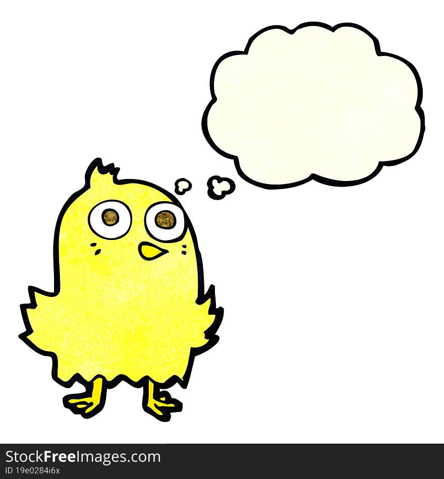 funny cartoon bird with thought bubble