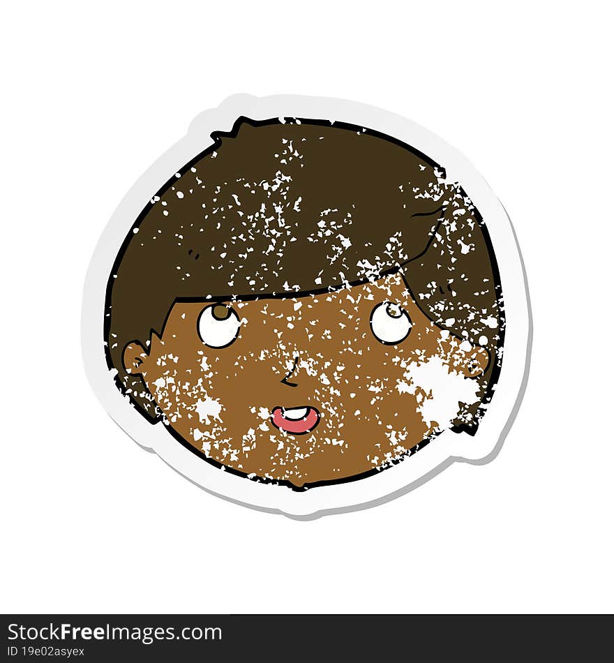 retro distressed sticker of a cartoon happy face