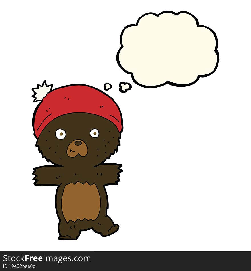 Cartoon Cute Black Bear With Thought Bubble