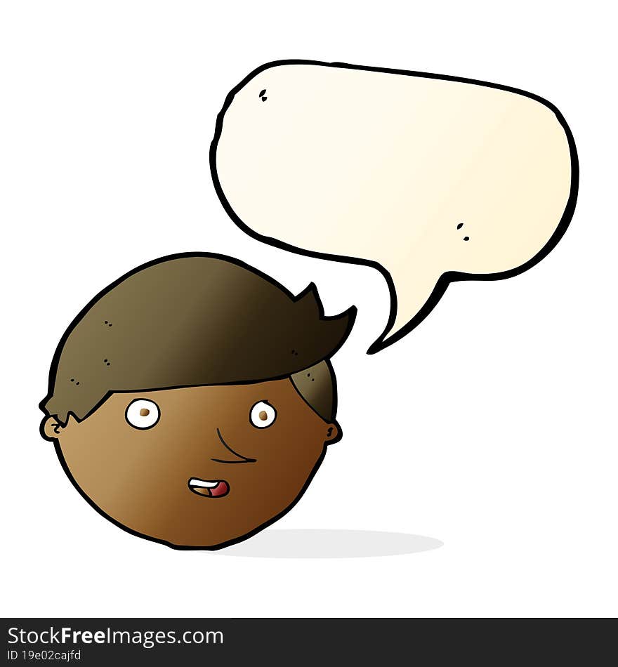 cartoon happy face with speech bubble