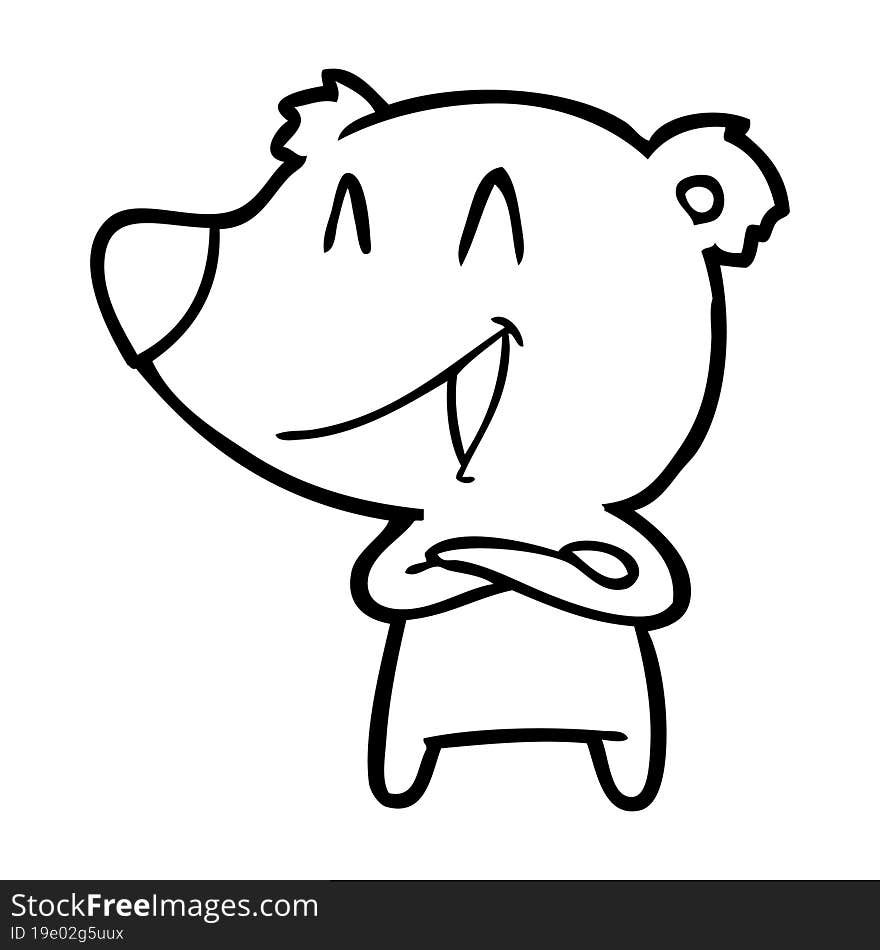 laughing bear with crossed arms cartoon. laughing bear with crossed arms cartoon