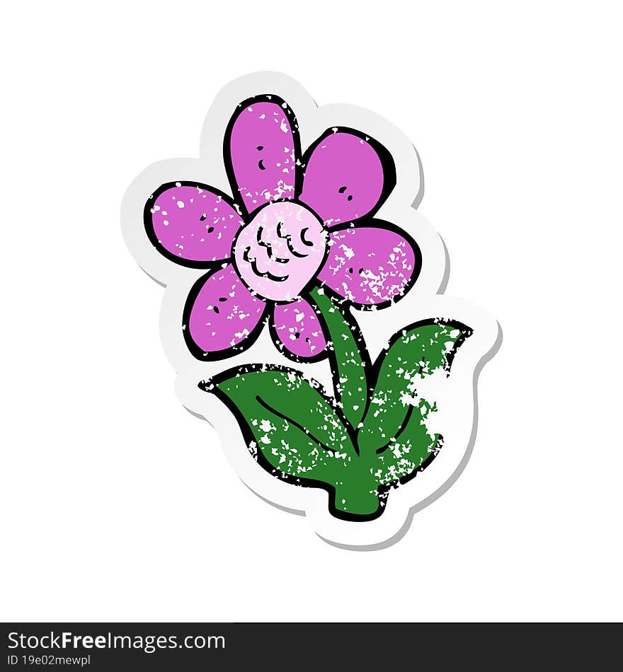 Retro Distressed Sticker Of A Cartoon Flower