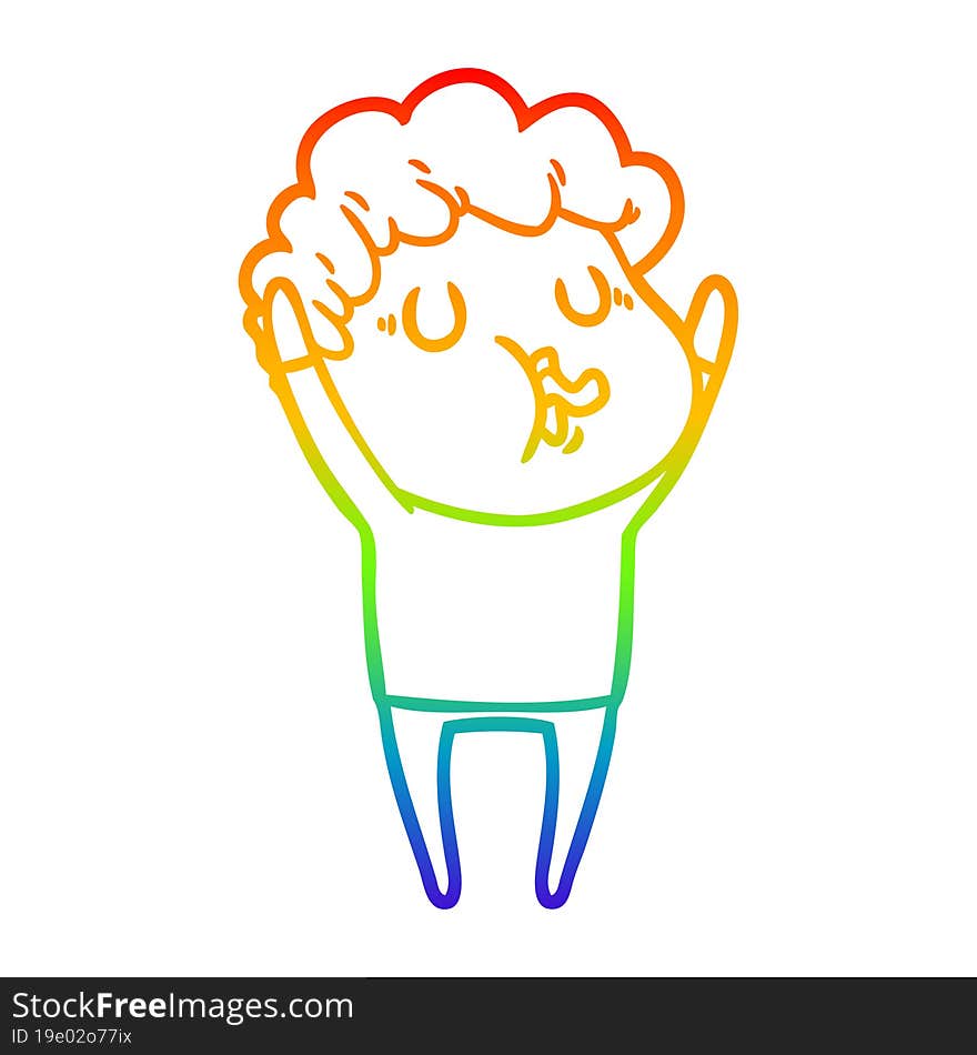 rainbow gradient line drawing cartoon man singing