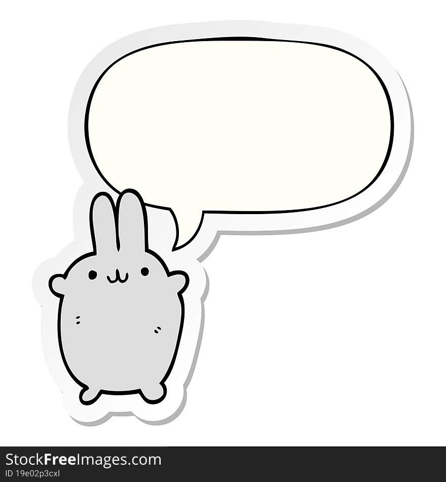 Cartoon Rabbit And Speech Bubble Sticker