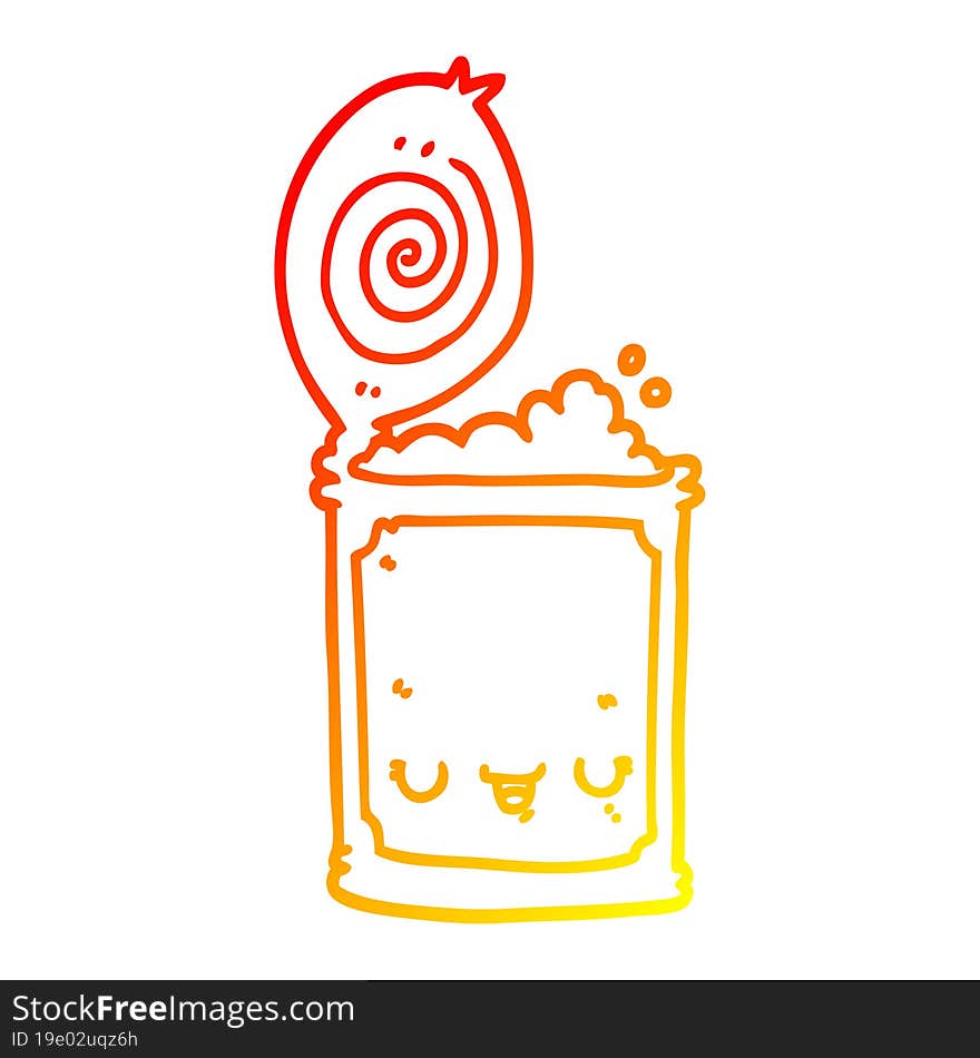 warm gradient line drawing cartoon canned food