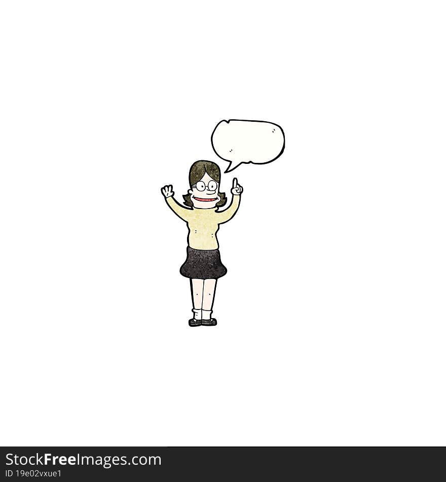 cartoon clever woman with speech bubble