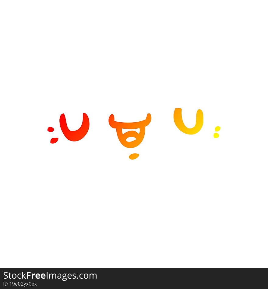 warm gradient line drawing of a happy cartoon face