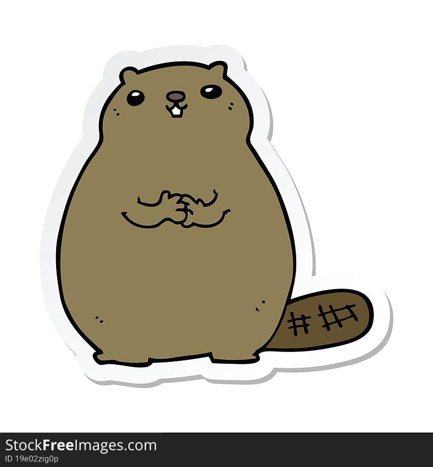 Sticker Of A Cartoon Beaver