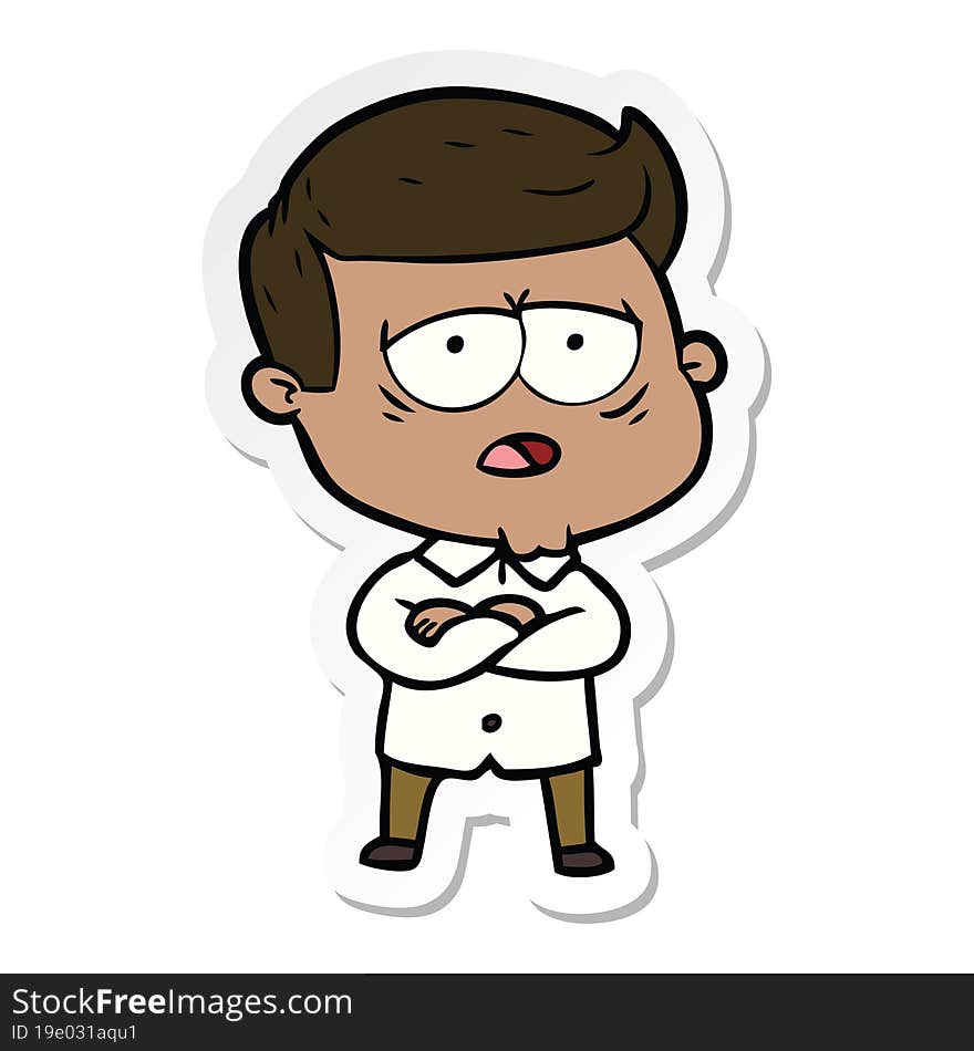 sticker of a cartoon tired man