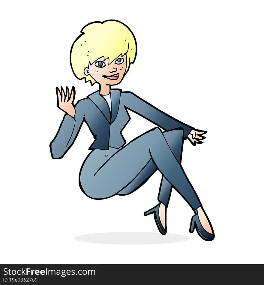 cartoon businesswoman sitting