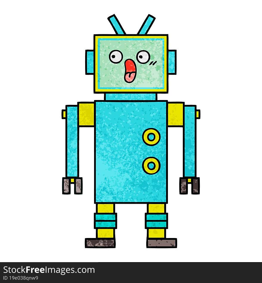 retro grunge texture cartoon of a robot