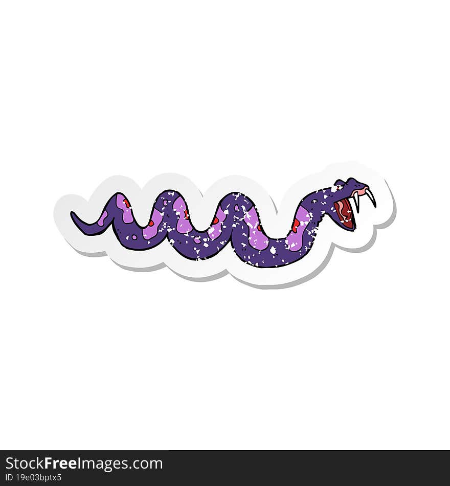 retro distressed sticker of a cartoon poisonous snake