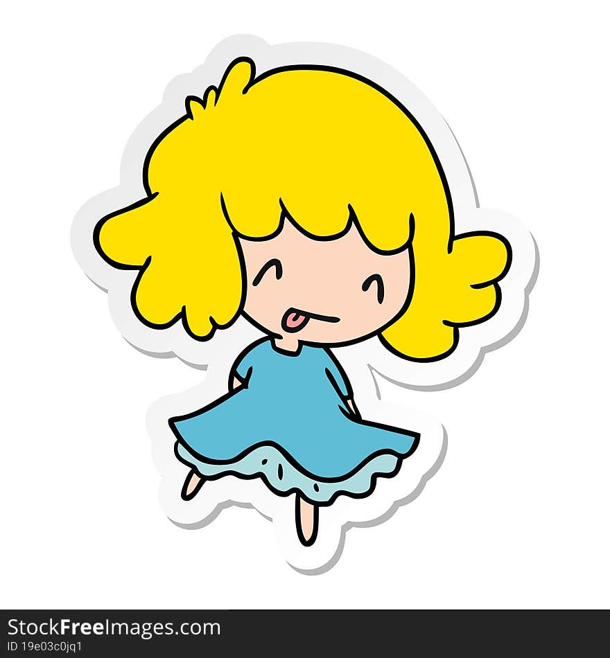 Sticker Cartoon Of A Cute Kawaii Girl