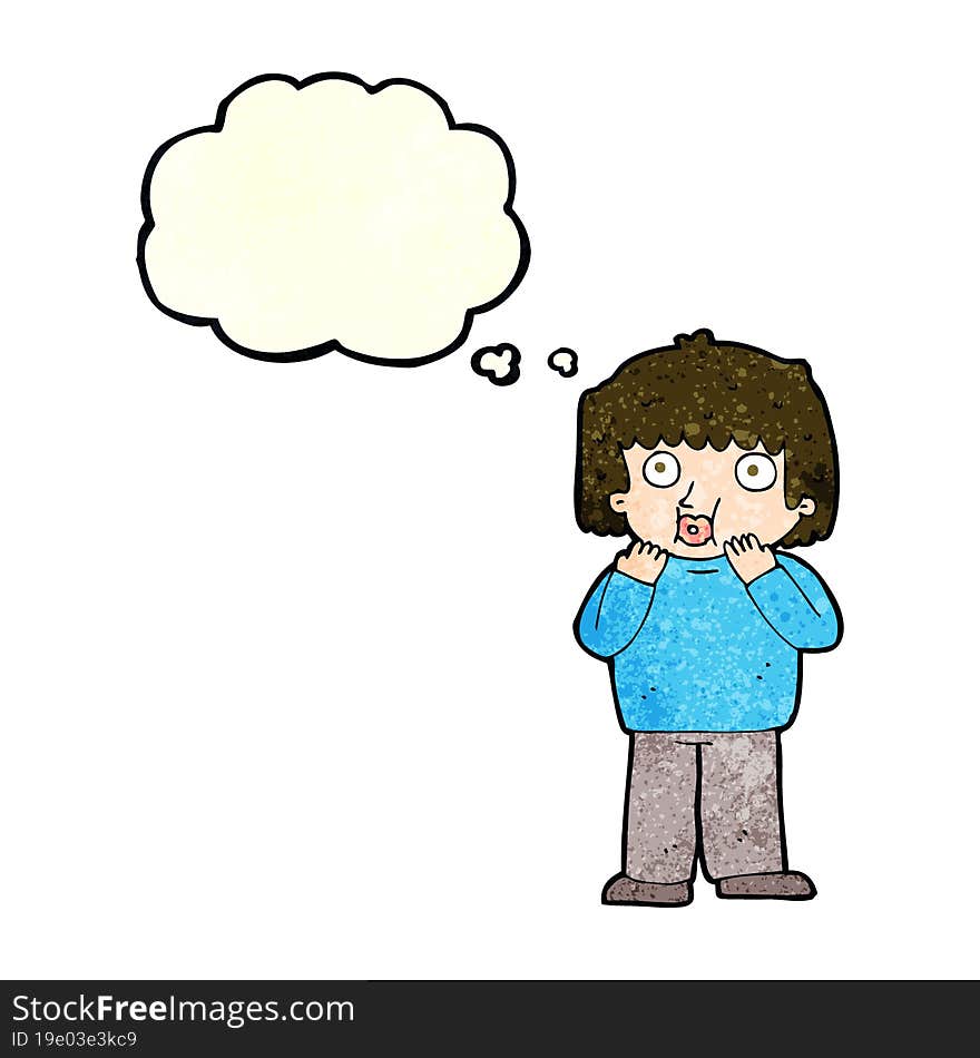 Cartoon Worried Boy With Thought Bubble