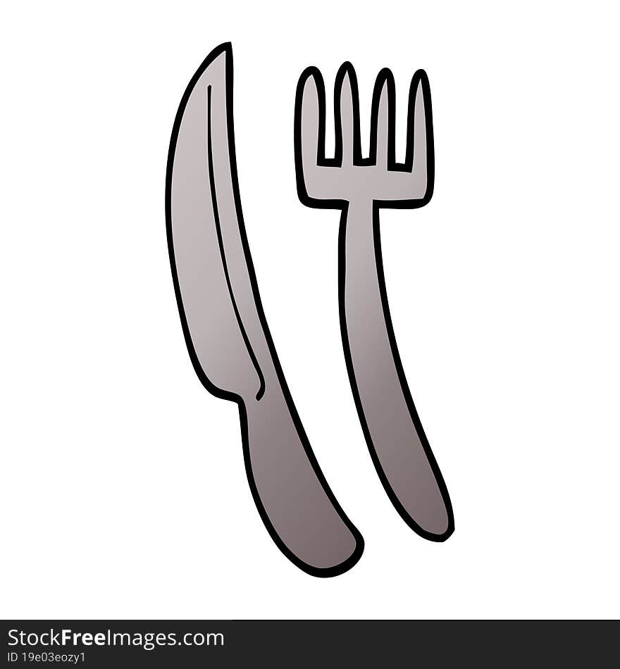 Cartoon Doodle Knife And Fork