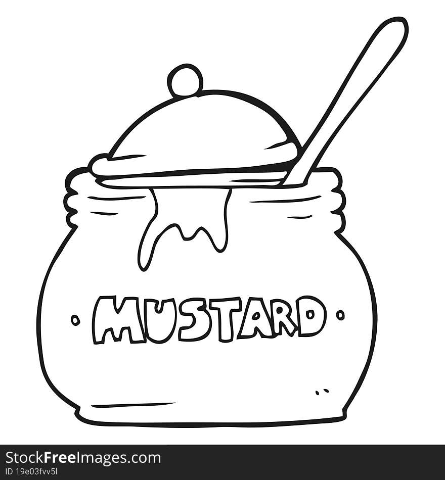 Black And White Cartoon Mustard Pot