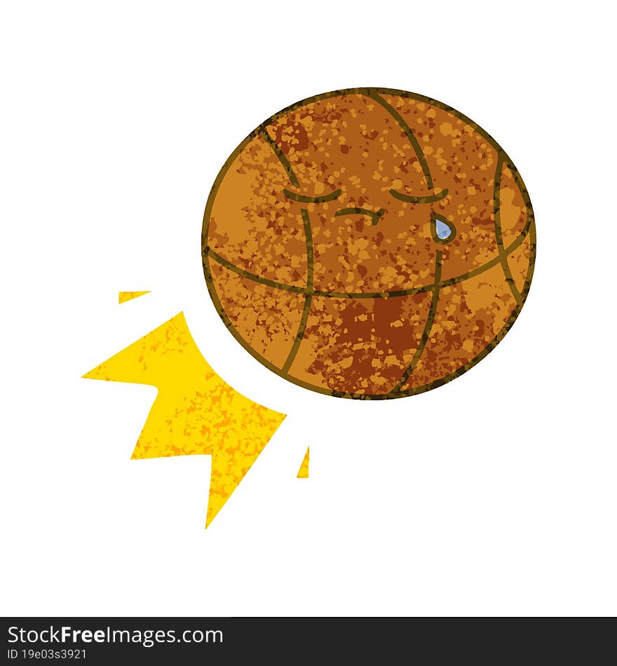 Retro Illustration Style Cartoon Basketball