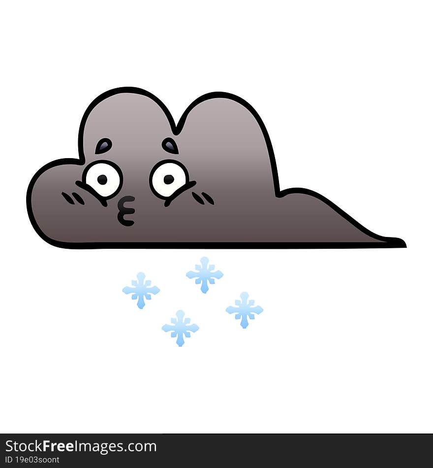 gradient shaded cartoon of a storm snow cloud