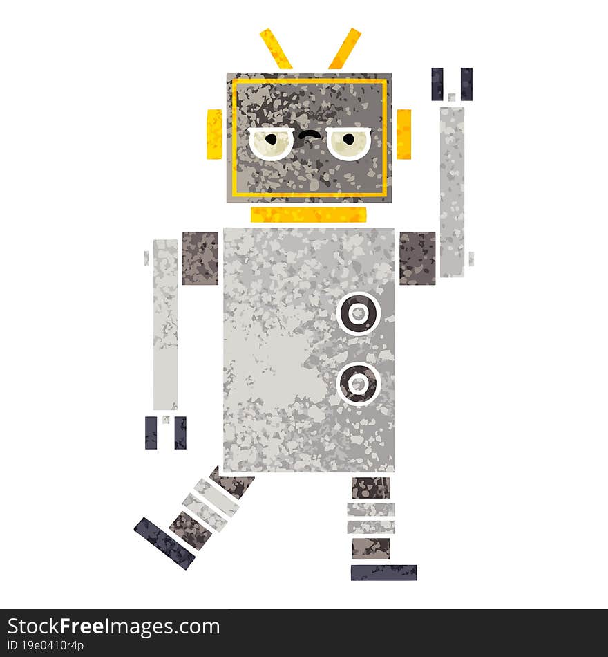 retro illustration style cartoon of a annoyed robot