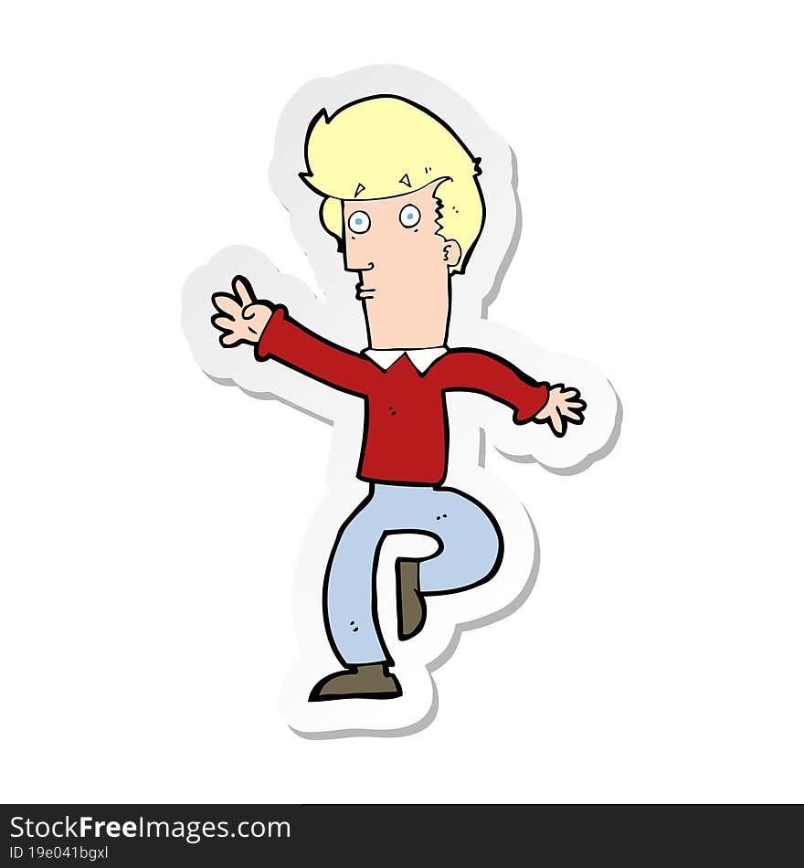 sticker of a cartoon rushing man