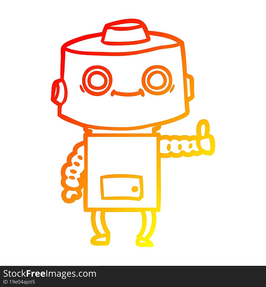 warm gradient line drawing cartoon robot