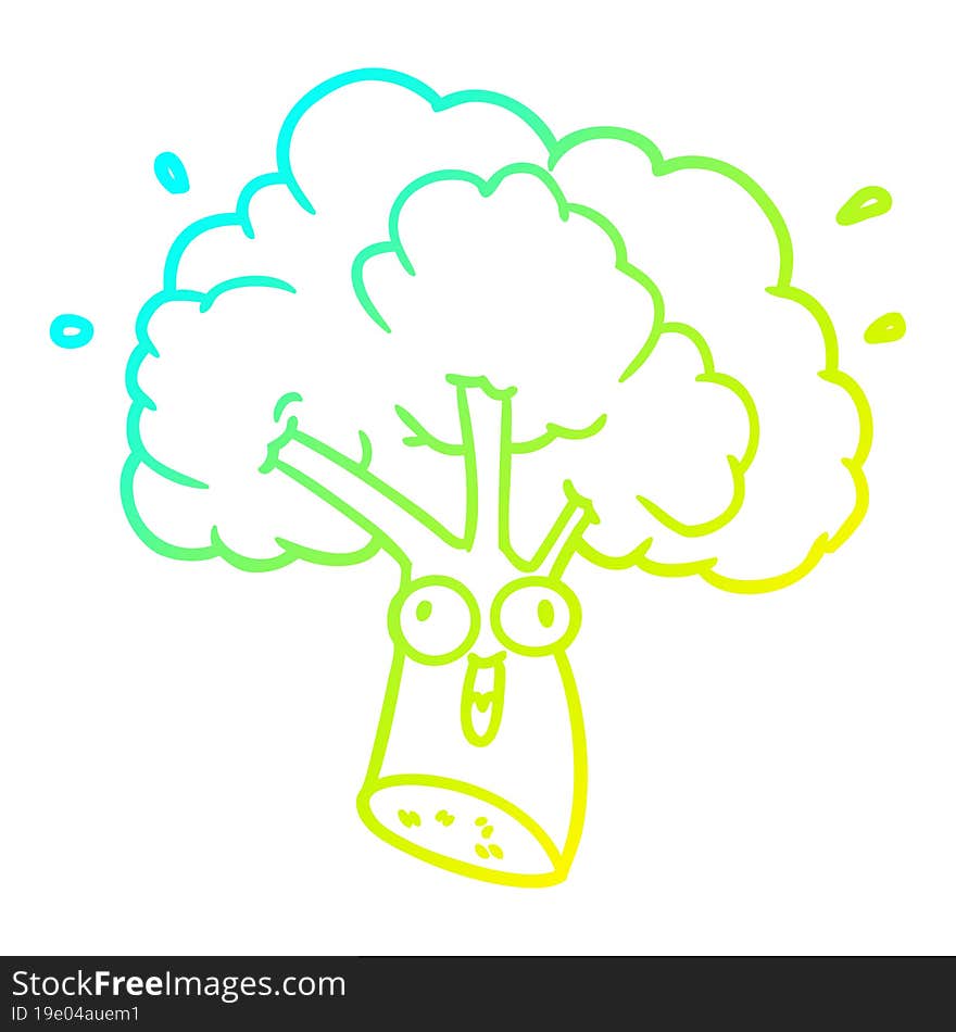 cold gradient line drawing cartoon broccoli