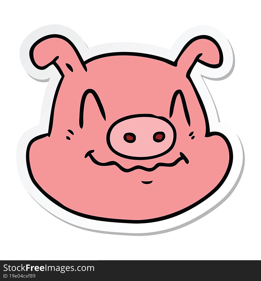 Sticker Of A Cartoon Pig Face