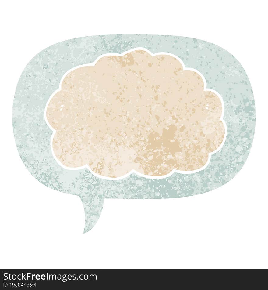 cartoon cloud and speech bubble in retro textured style