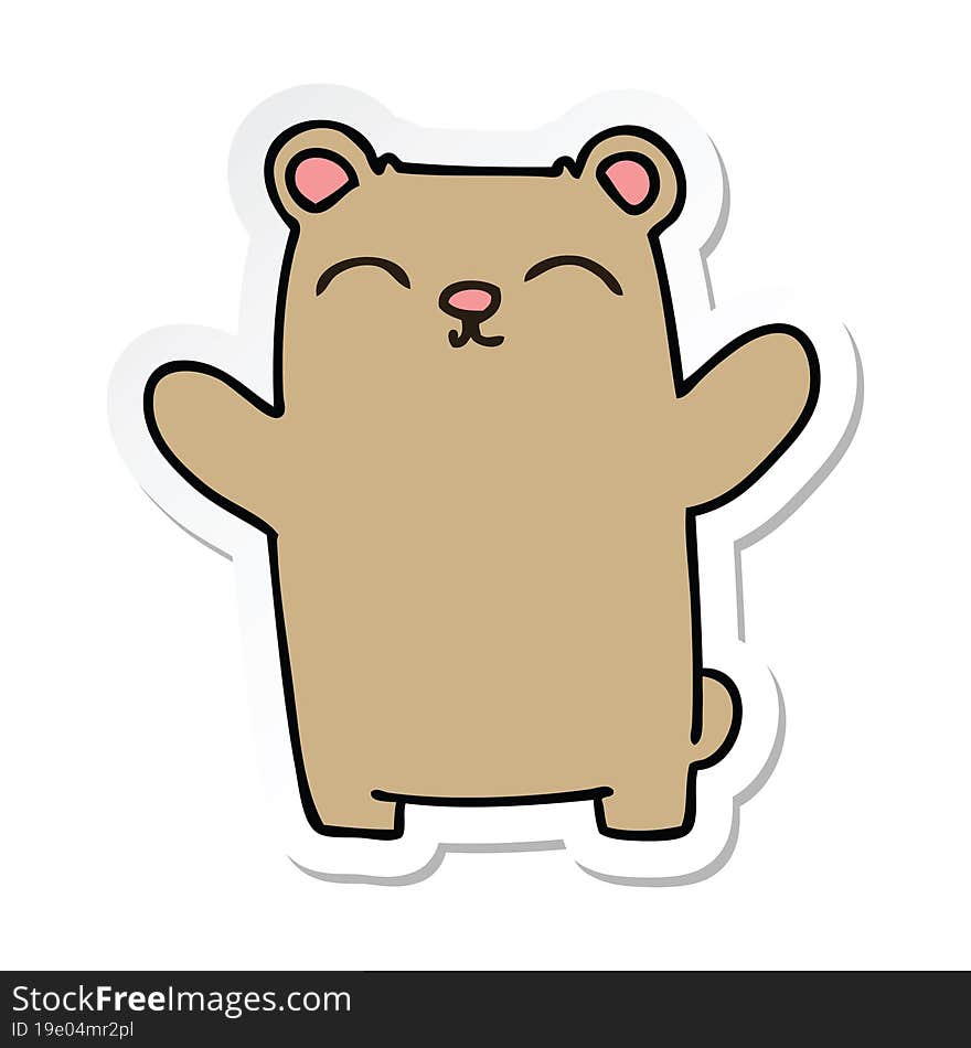 sticker of a quirky hand drawn cartoon bear