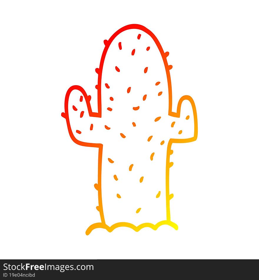 warm gradient line drawing cartoon cactus