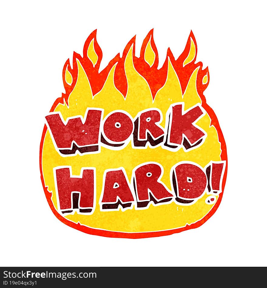 Retro Cartoon Work Hard Symbol