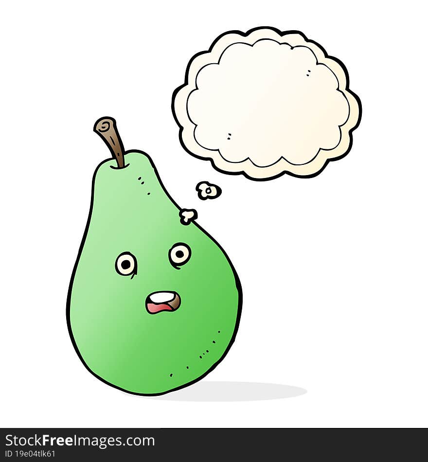 Cartoon Pear With Thought Bubble