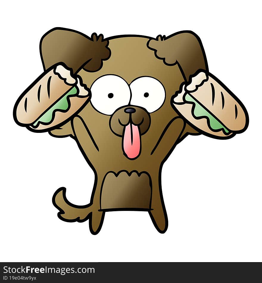 cartoon dog with tongue sticking out and sandwich. cartoon dog with tongue sticking out and sandwich