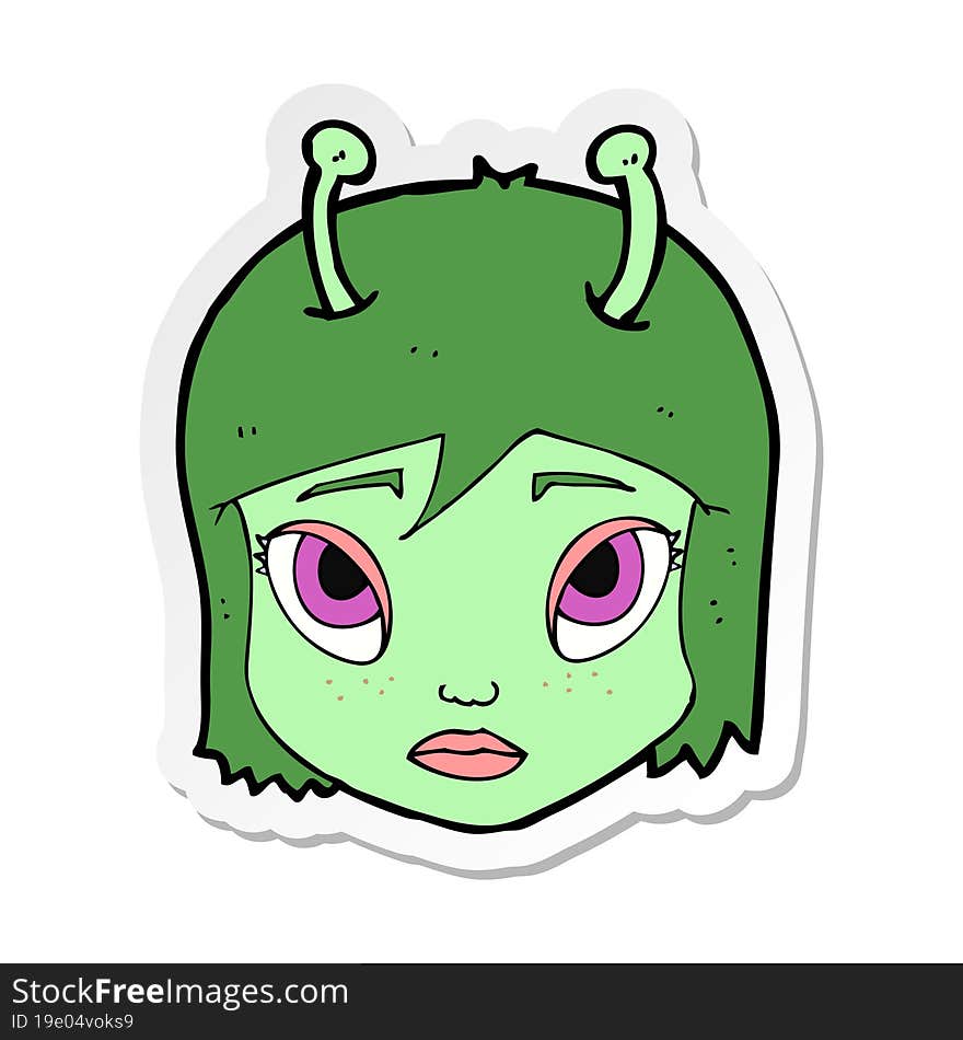 sticker of a cartoon space alien