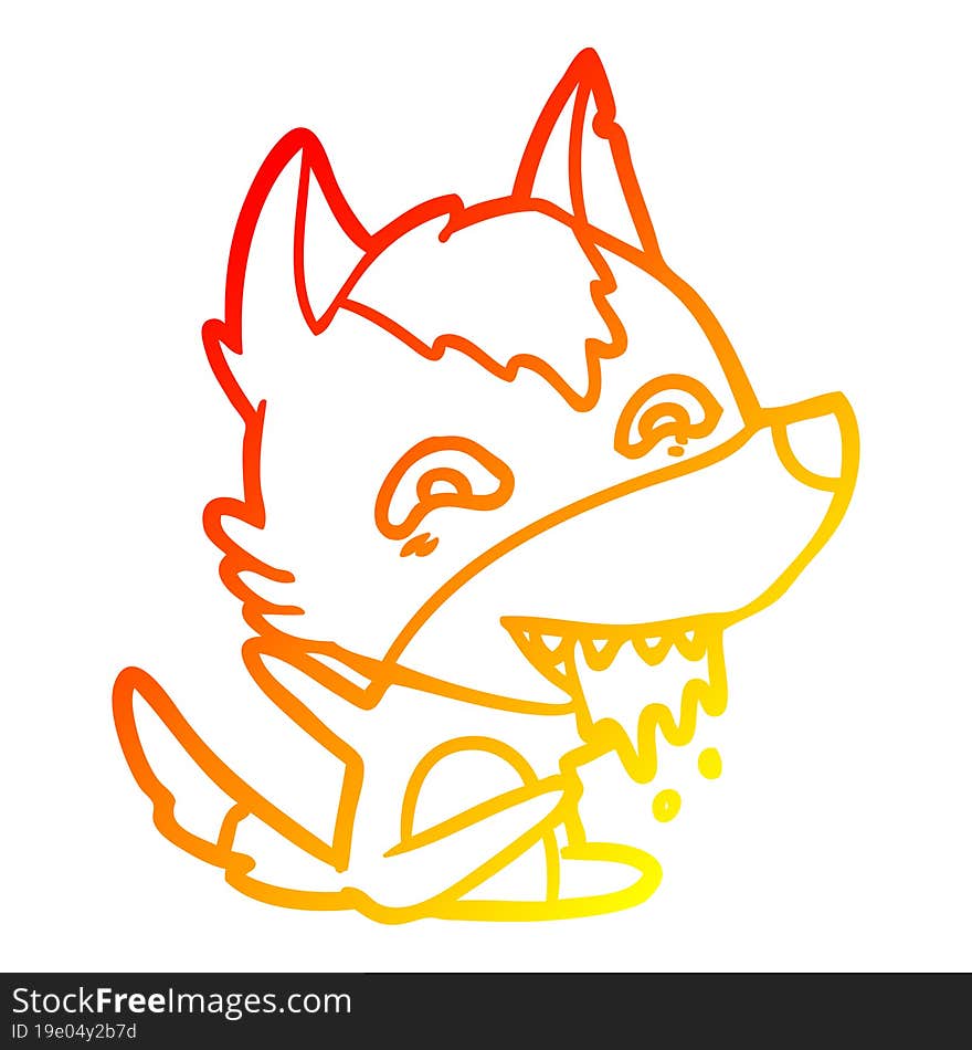 warm gradient line drawing cartoon hungry wolf