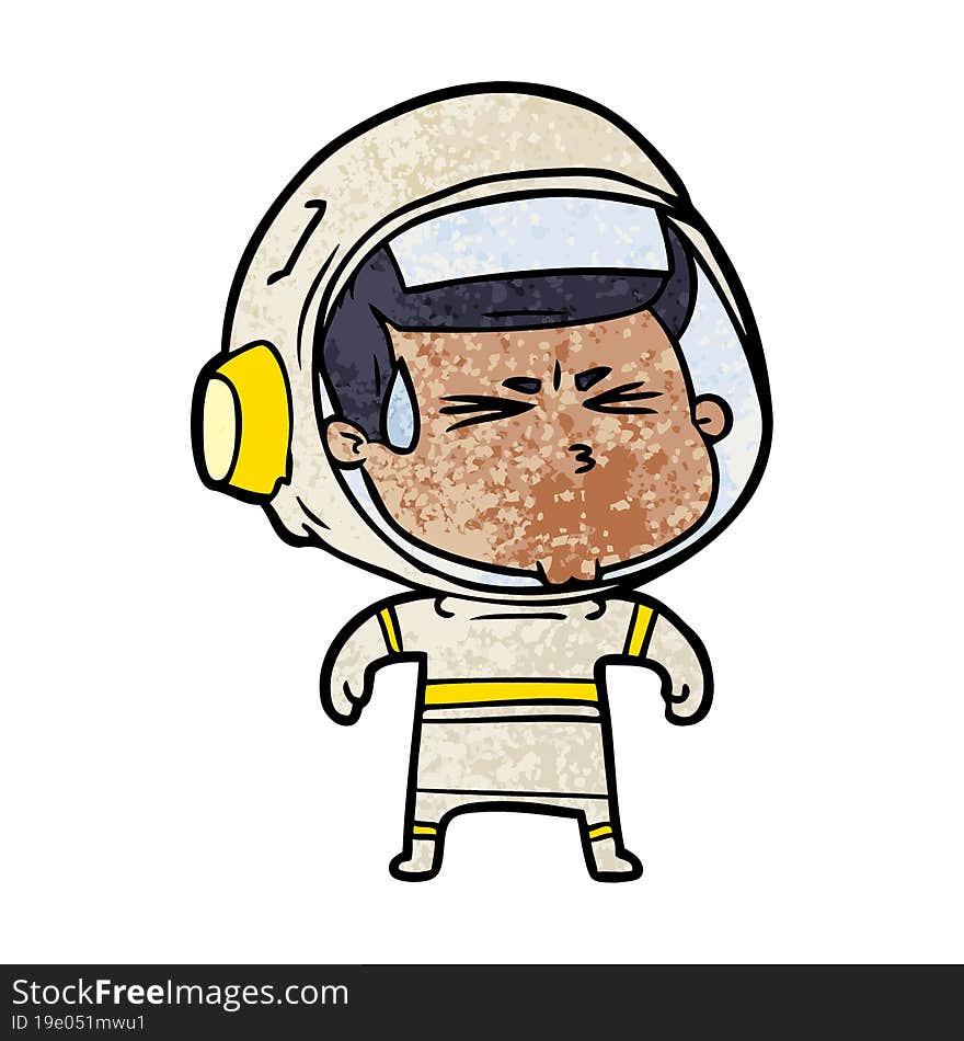 cartoon stressed astronaut. cartoon stressed astronaut