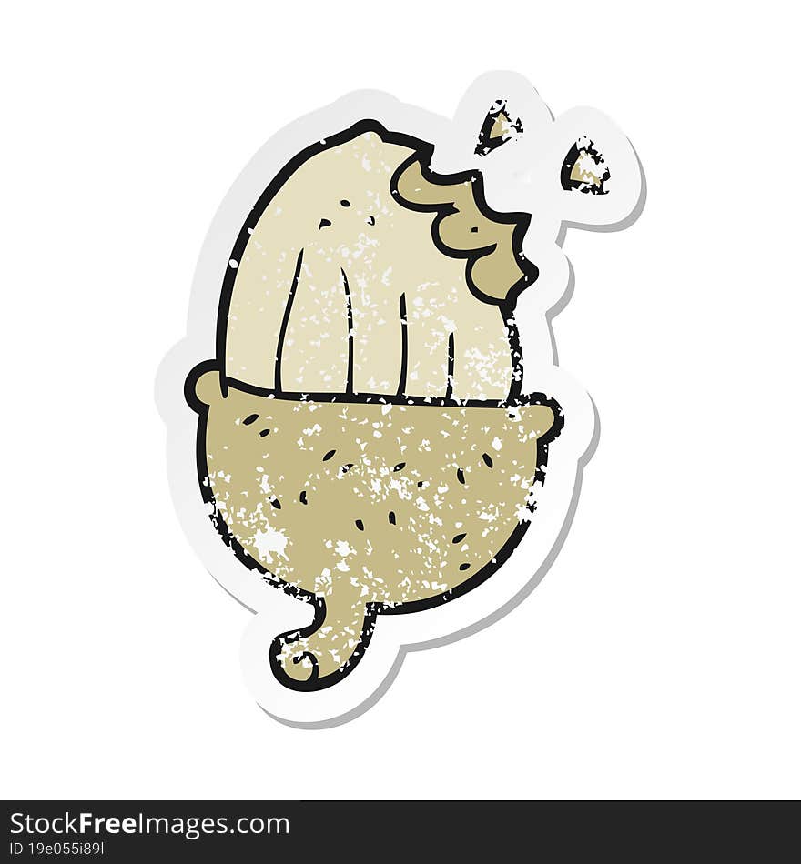 retro distressed sticker of a cartoon acorn