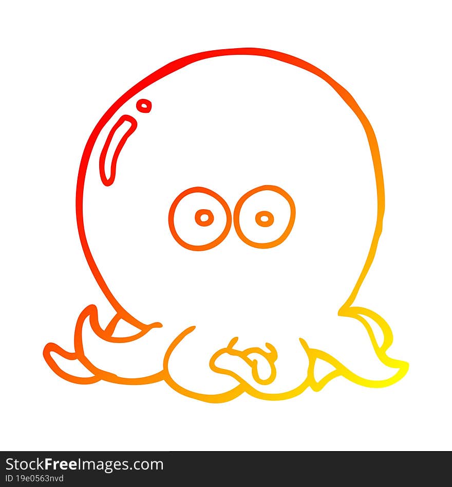 warm gradient line drawing cartoon octopus