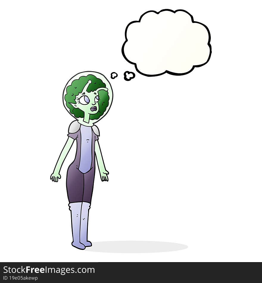 thought bubble cartoon alien space girl