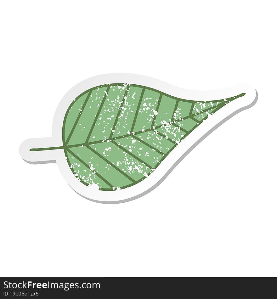 Distressed Sticker Of A Cute Cartoon Green Leaf