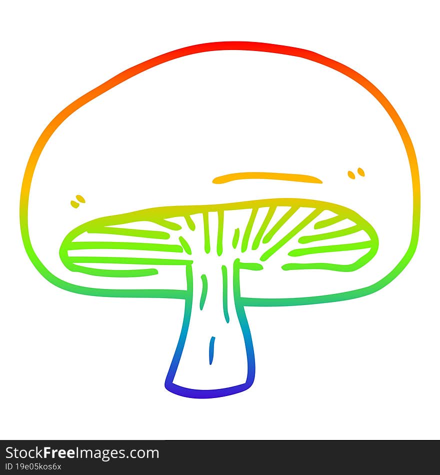 rainbow gradient line drawing of a cartoon chestnut mushroom